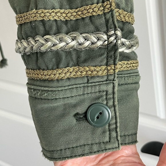 Free People Extreme Cropped Studded Embellished Military Jacket Size Small Boho - Picture 6 of 16